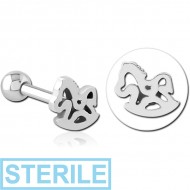 STERILE SURGICAL STEEL TRAGUS MICRO BARBELL - ROCKING HORSE