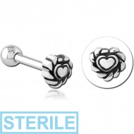 STERILE SURGICAL STEEL TRAGUS MICRO BARBELL - HEART