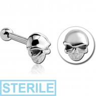 STERILE SURGICAL STEEL TRAGUS MICRO BARBELL - SKULL PIERCING