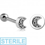 STERILE SURGICAL STEEL TRAGUS MICRO BARBELL - CRESCENT PIERCING