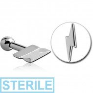 STERILE SURGICAL STEEL TRAGUS MICRO BARBELL - LIGHTNING PIERCING