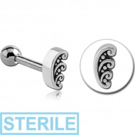 STERILE SURGICAL STEEL TRAGUS MICRO BARBELL - FILIGREE PIERCING