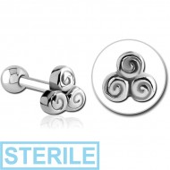 STERILE SURGICAL STEEL TRAGUS MICRO BARBELL - TRINITY PIERCING