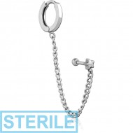 STERILE SURGICAL STEEL TRAGUS MICRO BARBELLS CHAIN LINKED PIERCING