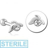STERILE SURGICAL STEEL JEWELLED TRAGUS MICRO BARBELL