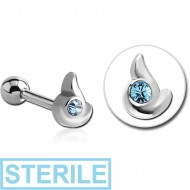 STERILE SURGICAL STEEL JEWELLED TRAGUS MICRO BARBELL PIERCING
