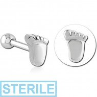 STERILE SURGICAL STEEL TRAGUS MICRO BARBELL - FOOT PIERCING