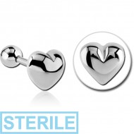 STERILE SURGICAL STEEL TRAGUS MICRO BARBELL - HEART PIERCING