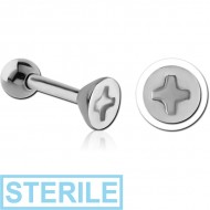 STERILE SURGICAL STEEL TRAGUS MICRO BARBELL - NUT HEAD
