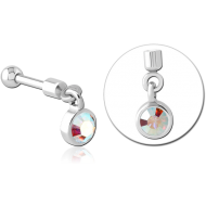 SURGICAL STEEL HELIX MICRO BARBELL WITH JEWELLED CHARM - CIRCLE PIERCING