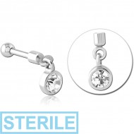STERILE SURGICAL STEEL HELIX MICRO BARBELL WITH JEWELLED CHARM - CIRCLE PIERCING