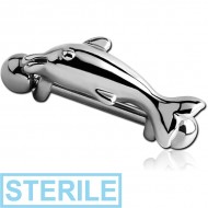 STERILE SURGICAL STEEL MICRO BARBELL WITH SHIELD - DOLPHIN PIERCING