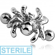 STERILE SURGICAL STEEL MICRO BARBELL WITH SHIELD - SPIDER PIERCING