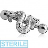 STERILE SURGICAL STEEL MICRO BARBELL WITH SHIELD - SNAKE PIERCING
