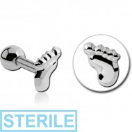 STERILE SURGICAL STEEL FOOT TRAGUS MICRO BARBELL