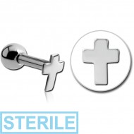STERILE SURGICAL STEEL CROSS TRAGUS MICRO BARBELL