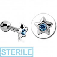 STERILE SURGICAL STEEL JEWELLED STAR TRAGUS MICRO BARBELL