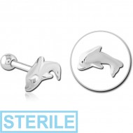STERILE SURGICAL STEEL DOLPHIN TRAGUS MICRO BARBELL