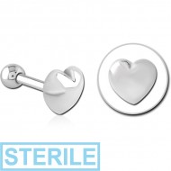 STERILE SURGICAL STEEL HEART TRAGUS MICRO BARBELL