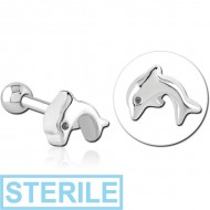 STERILE SURGICAL STEEL DOLPHIN TRAGUS MICRO BARBELL