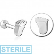 STERILE SURGICAL STEEL FOOT TRAGUS MICRO BARBELL