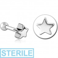 STERILE SURGICAL STEEL STAR TRAGUS MICRO BARBELL