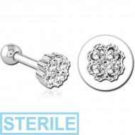 STERILE SURGICAL STEEL JEWELLED TRAGUS MICRO BARBELL - SHAMROCK