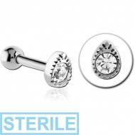 STERILE SURGICAL STEEL JEWELLED TRAGUS MICRO BARBELL - DROP