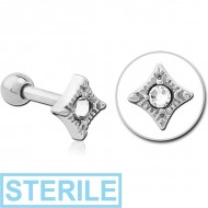 STERILE SURGICAL STEEL JEWELLED TRAGUS MICRO BARBELL - DIAMOND