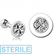 STERILE SURGICAL STEEL JEWELLED TRAGUS MICRO BARBELL - DISK