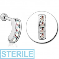 STERILE SURGICAL STEEL JEWELLED TRAGUS MICRO BARBELL
