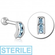 STERILE SURGICAL STEEL JEWELLED TRAGUS MICRO BARBELL