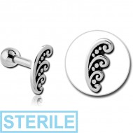 STERILE SURGICAL STEEL TRAGUS MICRO BARBELL