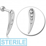 STERILE SURGICAL STEEL JEWELLED TRAGUS MICRO BARBELL PIERCING