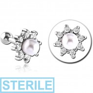 STERILE SURGICAL STEEL JEWELLED TRAGUS MICRO BARBELL - SUN