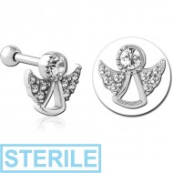 STERILE SURGICAL STEEL JEWELLED TRAGUS MICRO BARBELL - ANGLE PIERCING