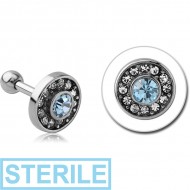 STERILE SURGICAL STEEL JEWELLED TRAGUS MICRO BARBELL- DISK
