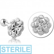 STERILE SURGICAL STEEL TRAGUS MICRO BARBELL - FLOWER