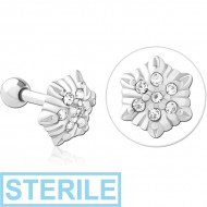 STERILE SURGICAL STEEL JEWELLED TRAGUS MICRO BARBELL