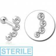 STERILE SURGICAL STEEL JEWELLED TRAGUS MICRO BARBELL PIERCING