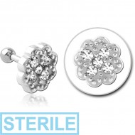 STERILE SURGICAL STEEL JEWELLED TRAGUS MICRO BARBELL PIERCING