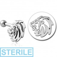 STERILE SURGICAL STEEL TRAGUS MICRO BARBELL - LION PIERCING
