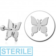 STERILE SURGICAL STEEL TRAGUS MICRO BARBELL - BUTTERFLY