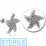 STERILE SURGICAL STEEL TRAGUS MICRO BARBELL - STARFISH