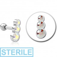 STERILE SURGICAL STEEL JEWELLED TRAGUS MICRO BARBELL PIERCING