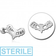 STERILE SURGICAL STEEL TRAGUS MICRO BARBELL - BAT