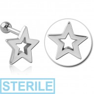 STERILE SURGICAL STEEL TRAGUS MICRO BARBELL - STAR PIERCING