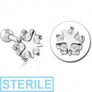 STERILE SURGICAL STEEL JEWELLED TRAGUS MICRO BARBELL
