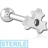 STERILE SURGICAL STEEL TRAGUS MICRO BARBELL - TRIPLE STAR