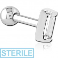 STERILE SURGICAL STEEL JEWELLED TRAGUS MICRO BARBELL - SQUARE